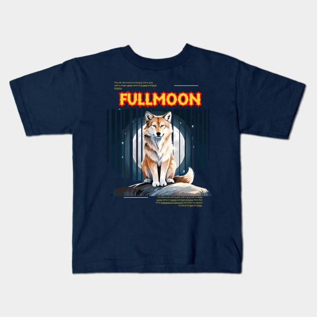 Fullmoon Wolf Lover Kids T-Shirt by Charlie Dion